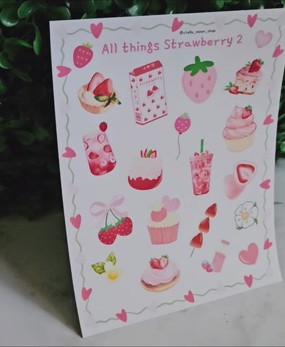 All Things Strawberry 2 Sticker Sheet