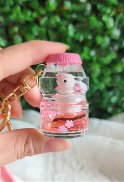 Sakura Bunny Liquid Keychain