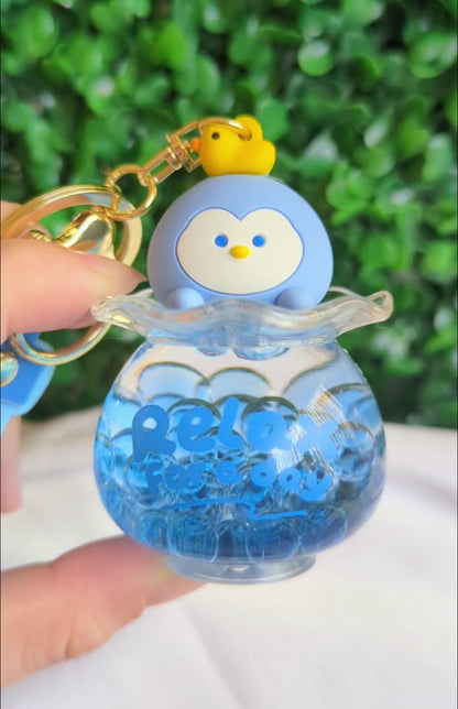 Fish Bowl Animals Liquid Keychain