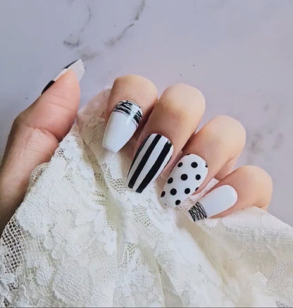 Monochrome Chic Press-On Nails