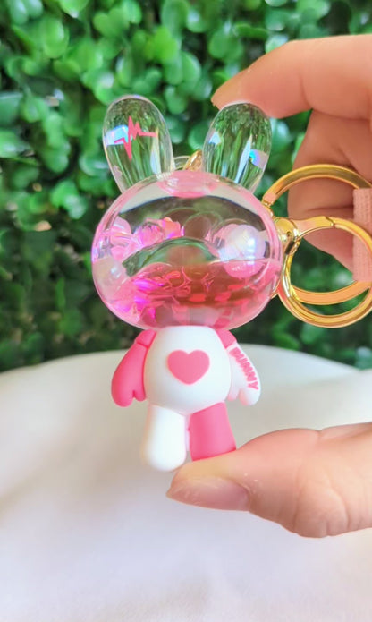 Heart Bunny Liquid Keychain