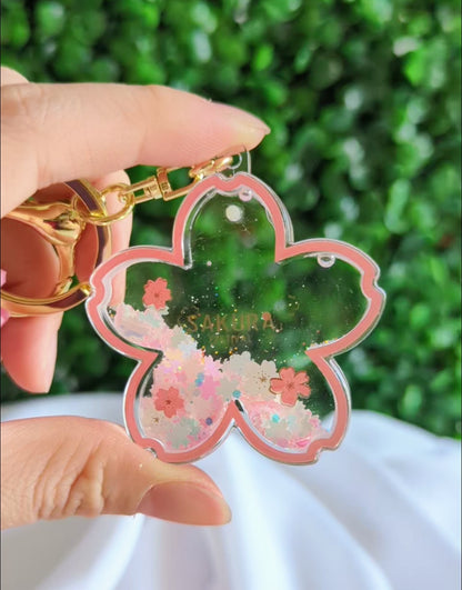 Sakura Flower Liquid Keychain