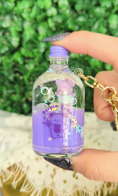 Bear Purple Liquid Keychain